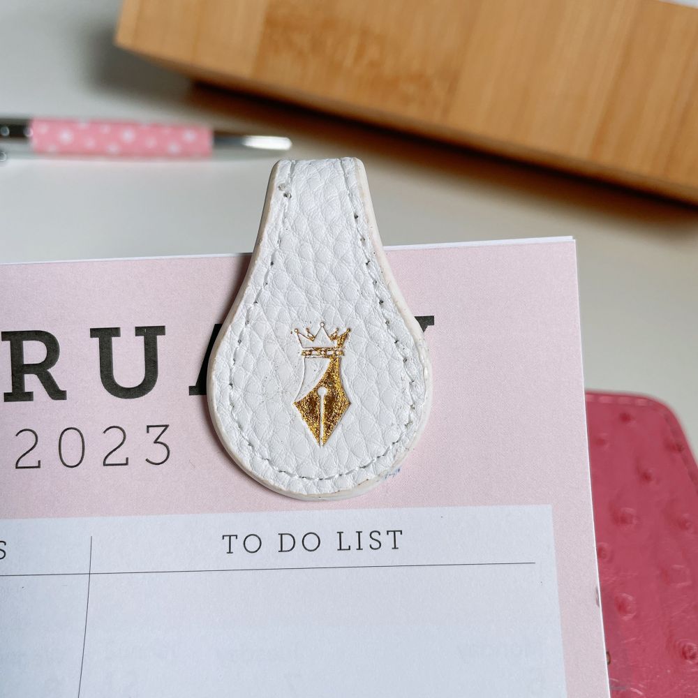 White Leather Page Marker